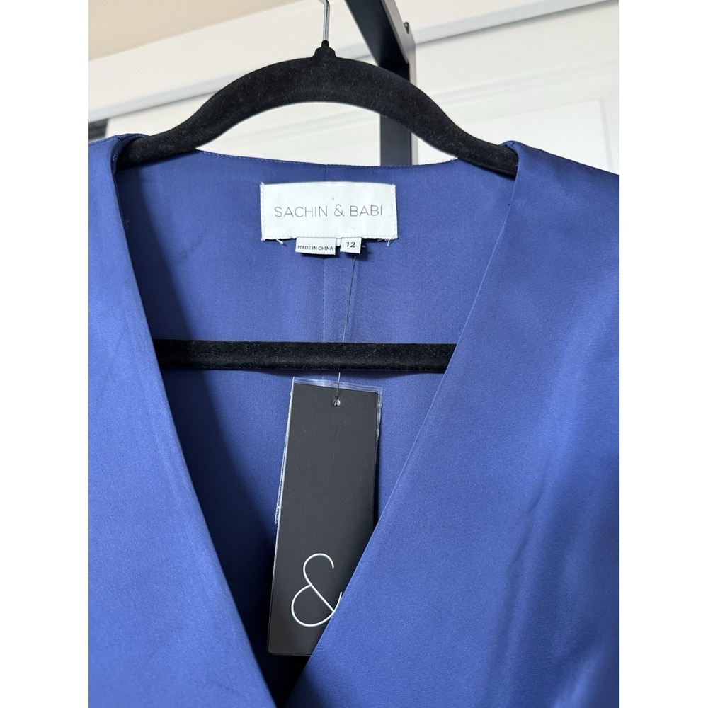 NWT SACHIN & BABI DARIA SATIN WASHED INDIGO MINI DRESS Size 12 - Picture 5 of 7